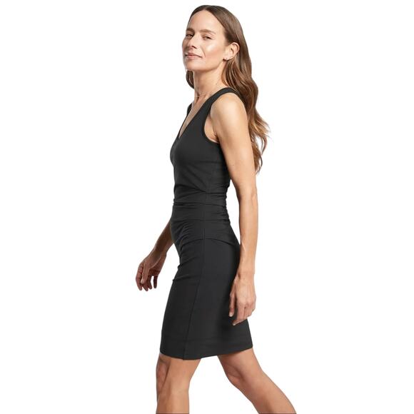 Athleta Della Ruched Sleeveless Tank Dress Athleisure Minimalist Black Size M - Picture 4 of 10